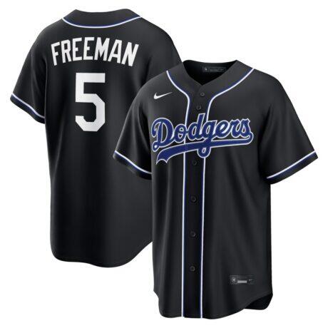 Freddie Freeman Los Angeles Dodgers Nike Fashion Replica Black Out Jersey - - Front View