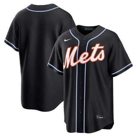 New York Mets Nike Fashion Replica Black Out Jersey - - Front View