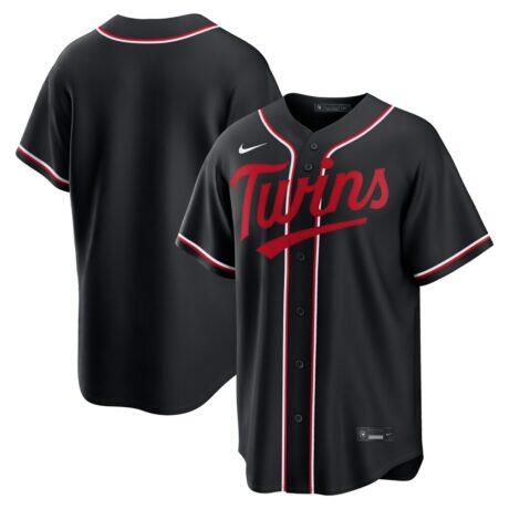 Minnesota Twins Nike Fashion Replica Black Out Jersey - - Front View