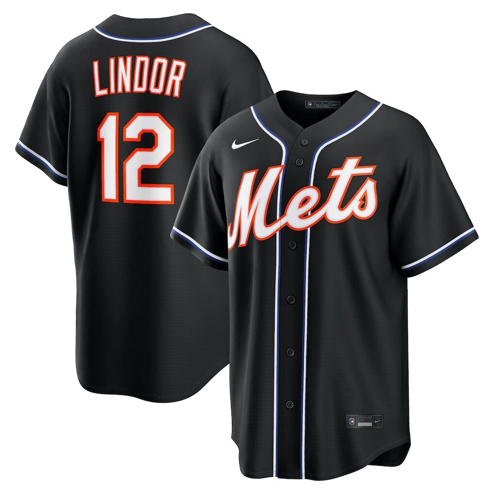 Francisco Lindor New York Mets Nike Fashion Replica Black Out Jersey