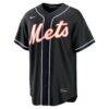 Francisco Lindor New York Mets Nike Fashion Replica Black Out Jersey - - Side View