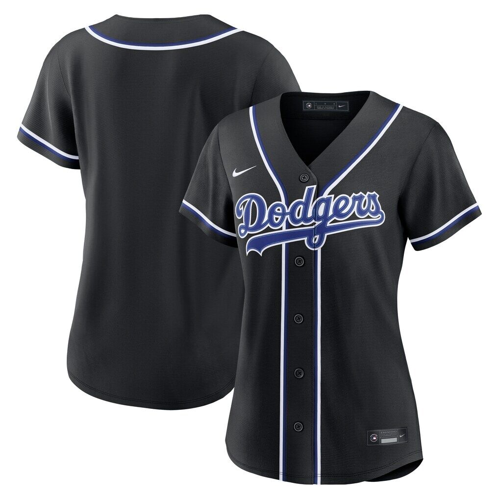 Los Angeles Dodgers Nike Women's Fashion Replica Black Out Jersey