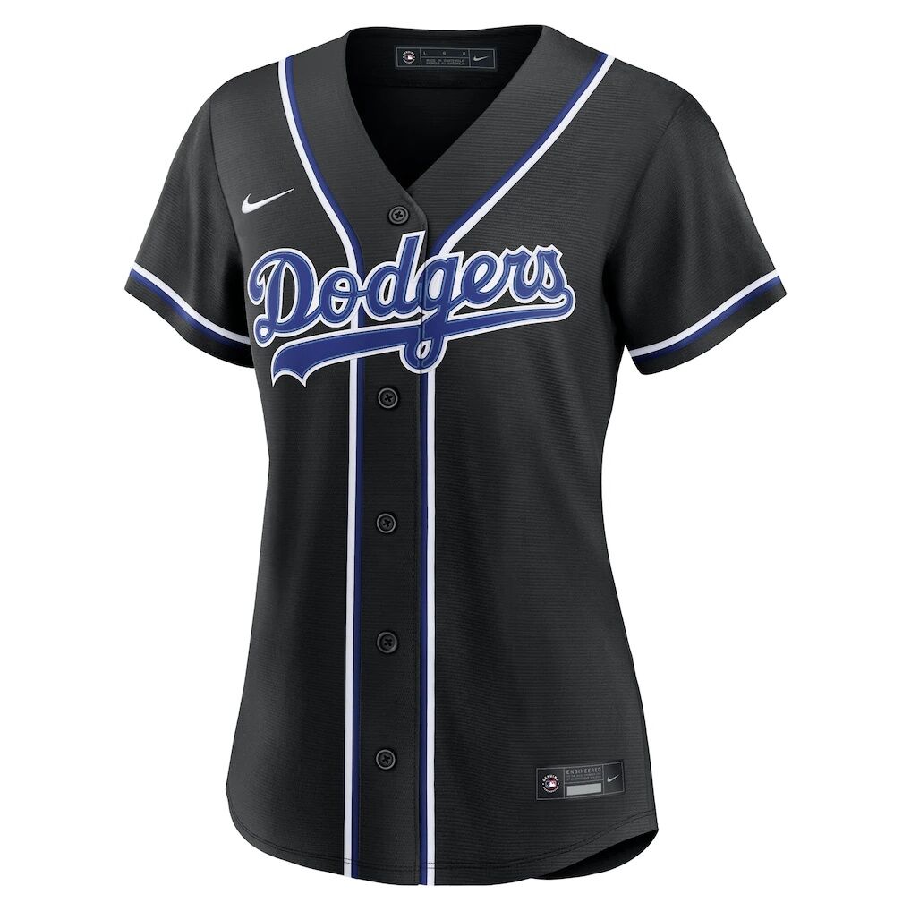 Los Angeles Dodgers Nike Women's Fashion Replica Black Out Jersey