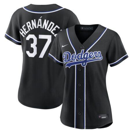 Teoscar Hernández Los Angeles Dodgers Nike Women's Fashion Black Out Replica Jersey - - Front View