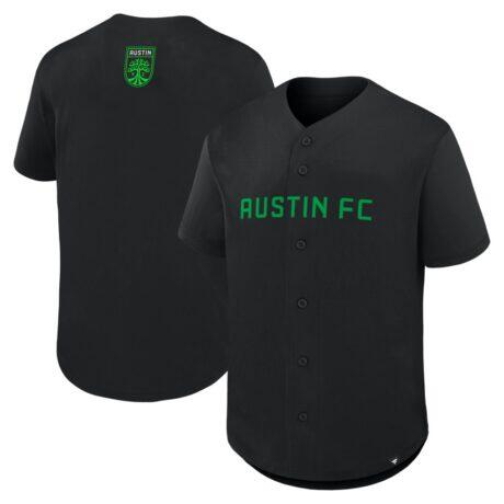 Austin FC Fashion7 Maximum Intensity Button-Up Jersey - Black - Front View