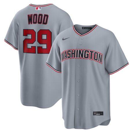 James Wood Washington Nationals Nike Road Replica Jersey - Gray - Front View