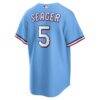 Corey Seager Texas Rangers Nike Alternate Replica Jersey - Light Blue - Detail View