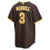 Jackson Merrill San Diego Padres Nike Road Replica Jersey - Brown - Detail View