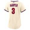 Bryce Harper Philadelphia Phillies Nike Women's Alternate Replica Jersey - Cream - Detail View