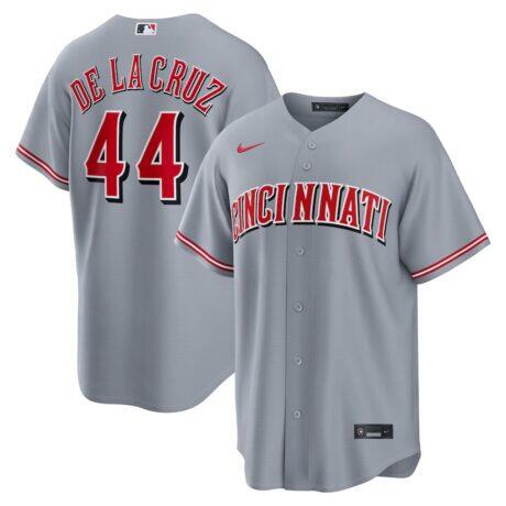 Elly De La Cruz Cincinnati Reds Nike Road Replica Jersey - Gray - Front View