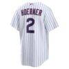 Nico Hoerner Chicago Cubs Nike Home Replica Jersey - White - Detail View