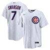 Dansby Swanson Chicago Cubs Nike Home Replica Jersey - White - Front View