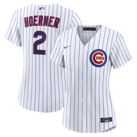 Nico Hoerner Chicago Cubs Nike Women's Home Replica Jersey - White - Front View