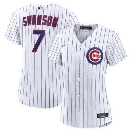 Dansby Swanson Chicago Cubs Nike Women's Home Replica Jersey - White - Front View