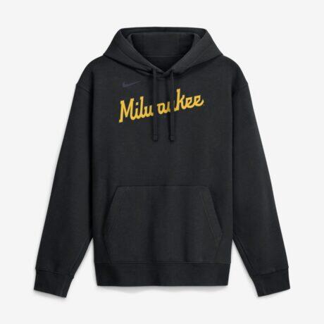 Milwaukee Brewers Nike Dri-FIT Club Hoodie - Black - Front View