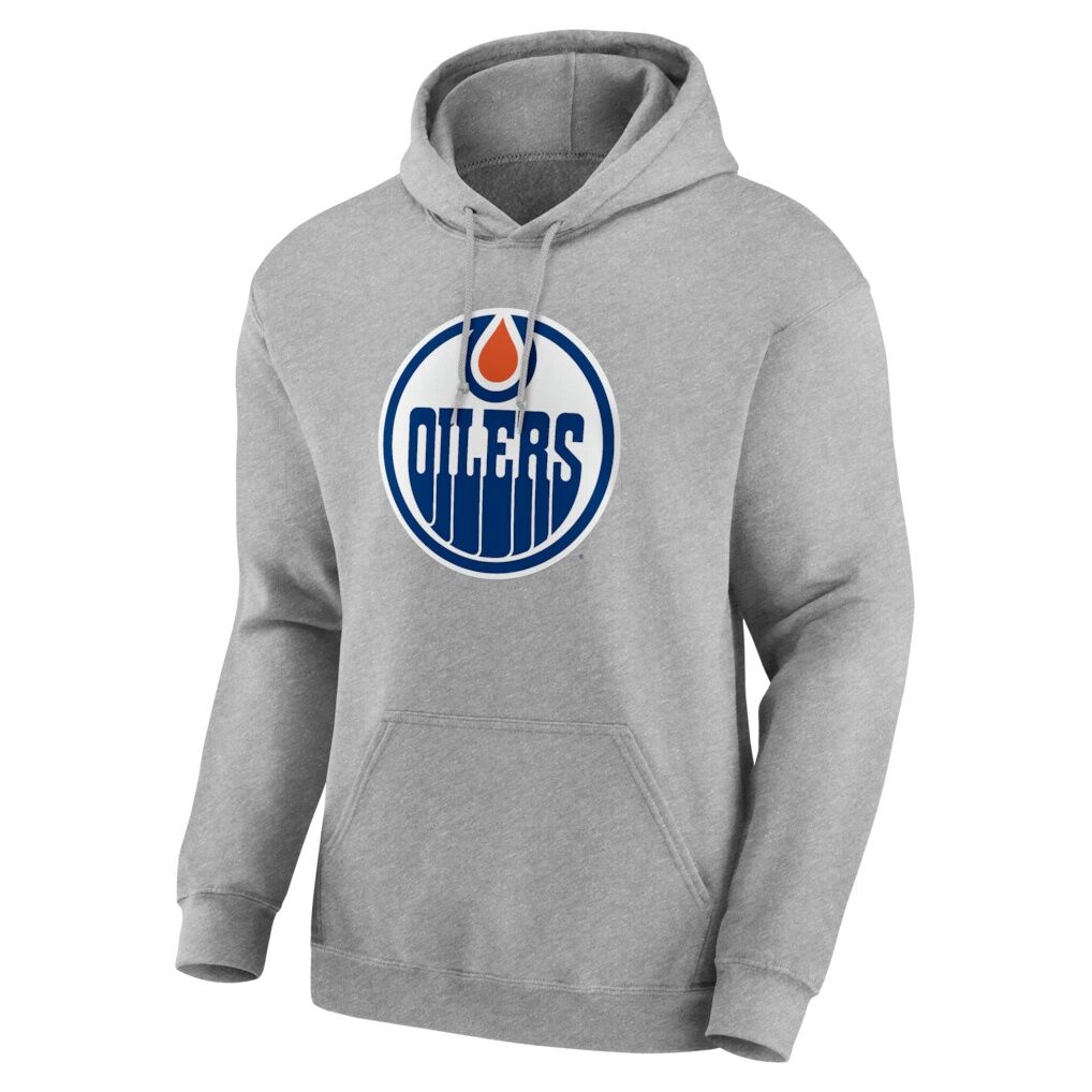 Edmonton Oilers Logo Athletic Essential Hoodie - Heather Gray