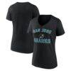 San Jose Sharks Logo Athletic Women's Arch Victory V-Neck T-Shirt - Black - Front View