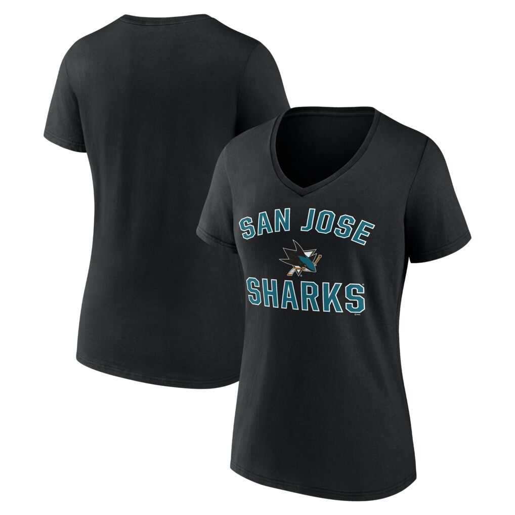 San Jose Sharks Logo Athletic Women's Arch Victory V-Neck T-Shirt