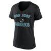 San Jose Sharks Logo Athletic Women's Arch Victory V-Neck T-Shirt - Black - Side View