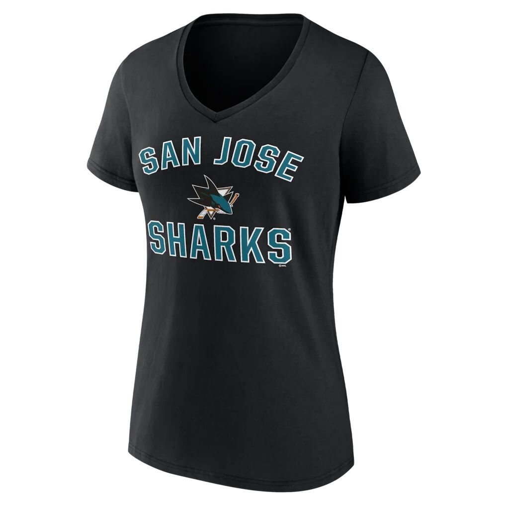 San Jose Sharks Logo Athletic Women's Arch Victory V-Neck T-Shirt
