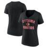 Ottawa Senators Logo Athletic Women's Arch Victory V-Neck T-Shirt - Black - Front View
