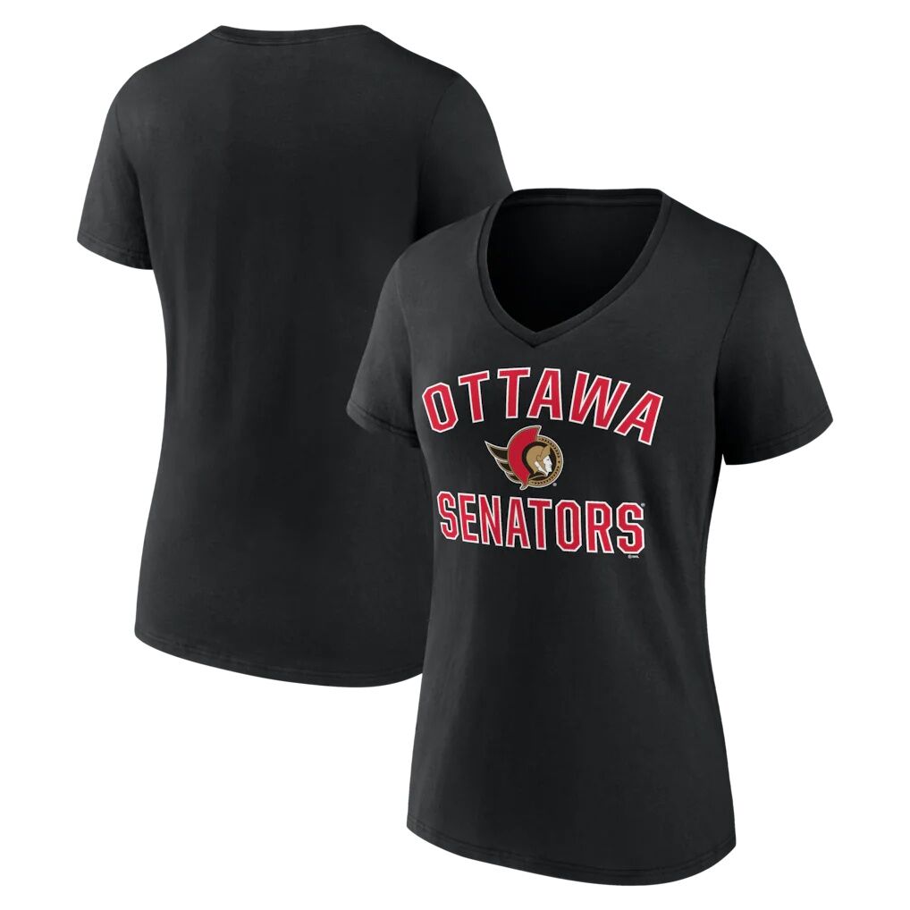 Ottawa Senators Logo Athletic Women's Arch Victory V-Neck T-Shirt