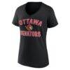 Ottawa Senators Logo Athletic Women's Arch Victory V-Neck T-Shirt - Black - Side View