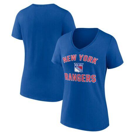 New York Rangers Logo Athletic Women's Arch Victory V-Neck T-Shirt - - Front View