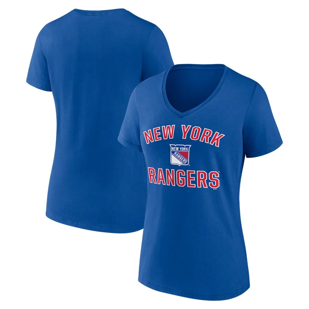 New York Rangers Logo Athletic Women's Arch Victory V-Neck T-Shirt - Royal