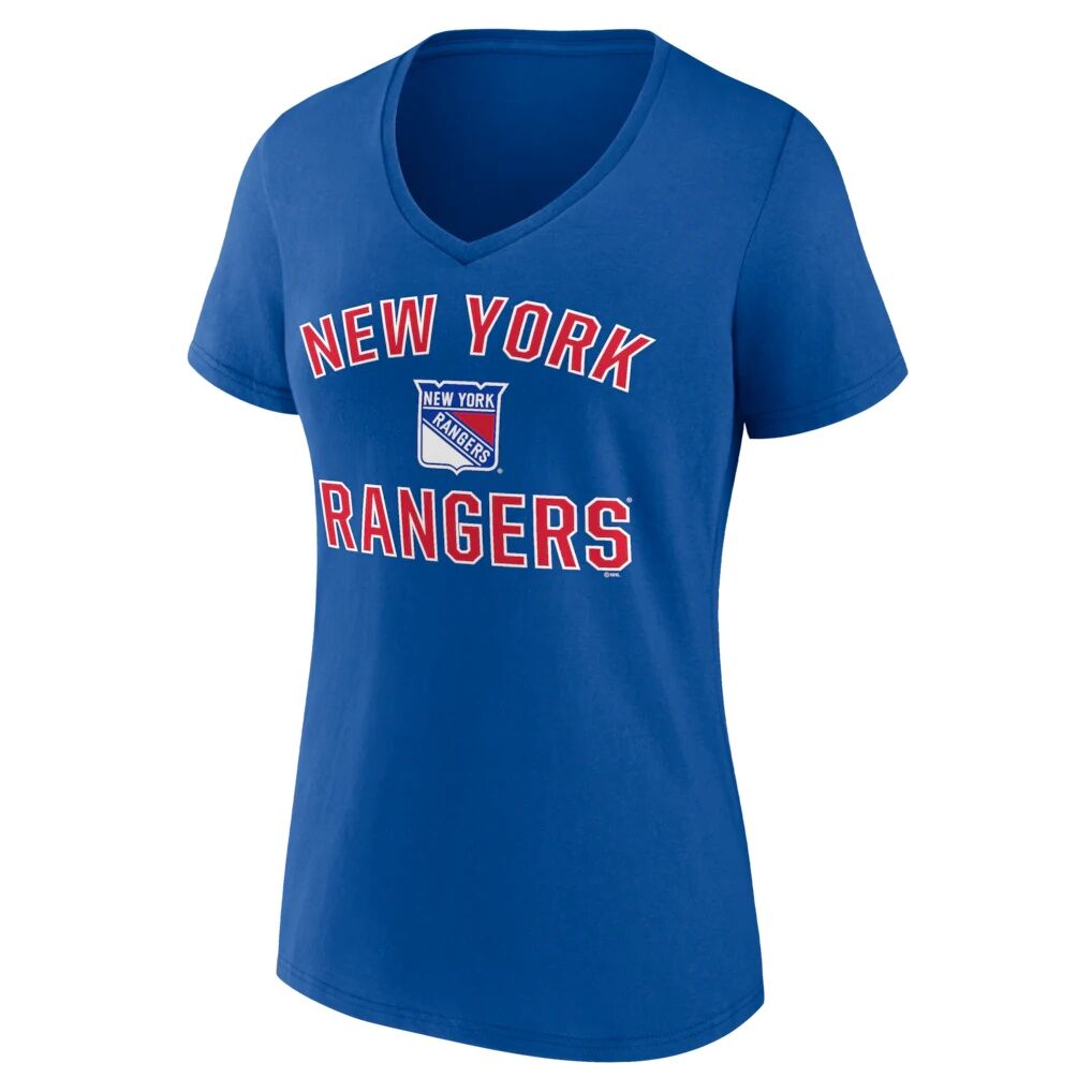 New York Rangers Logo Athletic Women's Arch Victory V-Neck T-Shirt - Royal