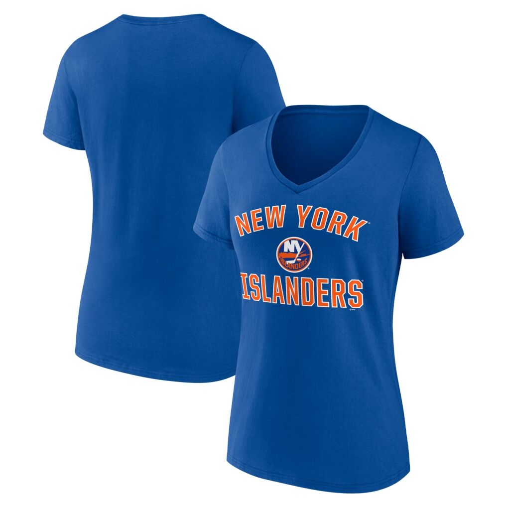 New York Islanders Logo Athletic Women's Arch Victory V-Neck T-Shirt - Royal