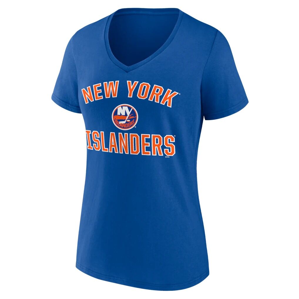 New York Islanders Logo Athletic Women's Arch Victory V-Neck T-Shirt - Royal