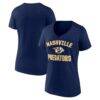 Nashville Predators Logo Athletic Women's Arch Victory V-Neck T-Shirt - Navy - Front View