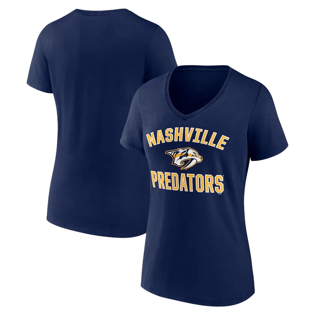 Nashville Predators Logo Athletic Women's Arch Victory V-Neck T-Shirt