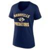 Nashville Predators Logo Athletic Women's Arch Victory V-Neck T-Shirt - Navy - Side View