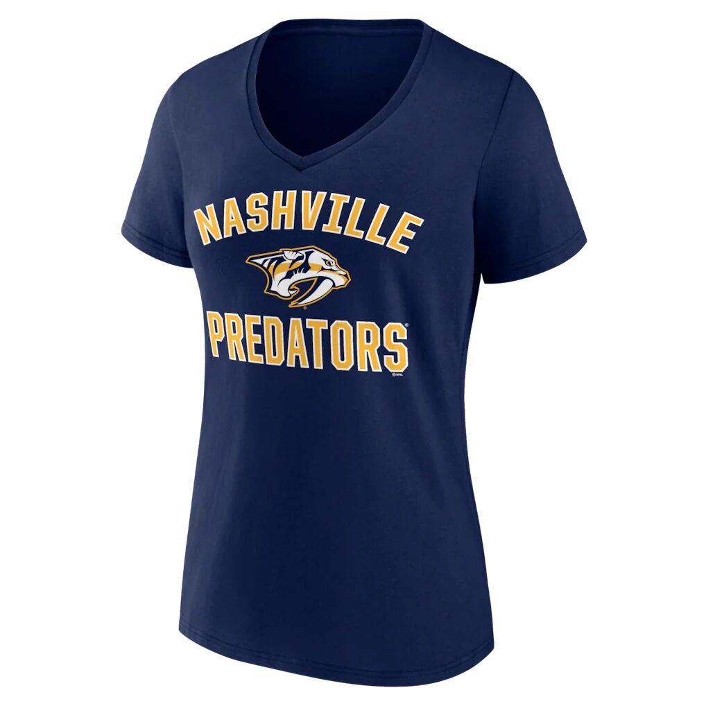 Nashville Predators Logo Athletic Women's Arch Victory V-Neck T-Shirt