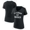 Los Angeles Kings Logo Athletic Women's Arch Victory V-Neck T-Shirt - Black - Front View