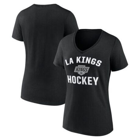Los Angeles Kings Logo Athletic Women's Arch Victory V-Neck T-Shirt - Black - Front View