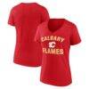 Calgary Flames Logo Athletic Women's Arch Victory V-Neck T-Shirt - Red - Front View