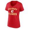 Calgary Flames Logo Athletic Women's Arch Victory V-Neck T-Shirt - Red - Side View