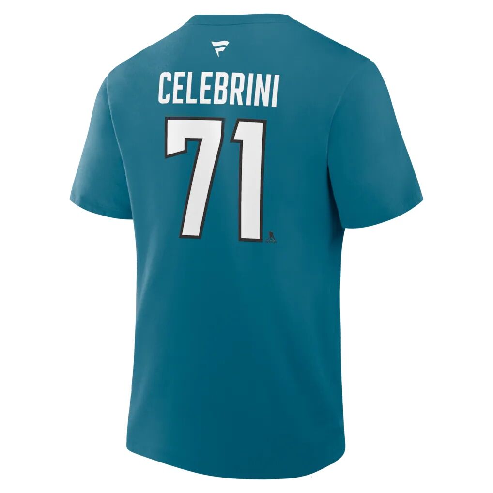 Macklin Celebrini San Jose Sharks Fashion7 Authentic Stack Name & Number T-Shirt