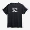 Utah Jazz Logo Athletic Wordmark T-Shirt - Black - Front View