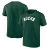 Milwaukee Bucks Logo Athletic Wordmark T-Shirt - - Front View