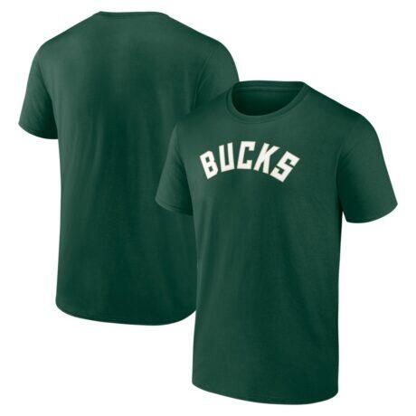 Milwaukee Bucks Logo Athletic Wordmark T-Shirt - - Front View