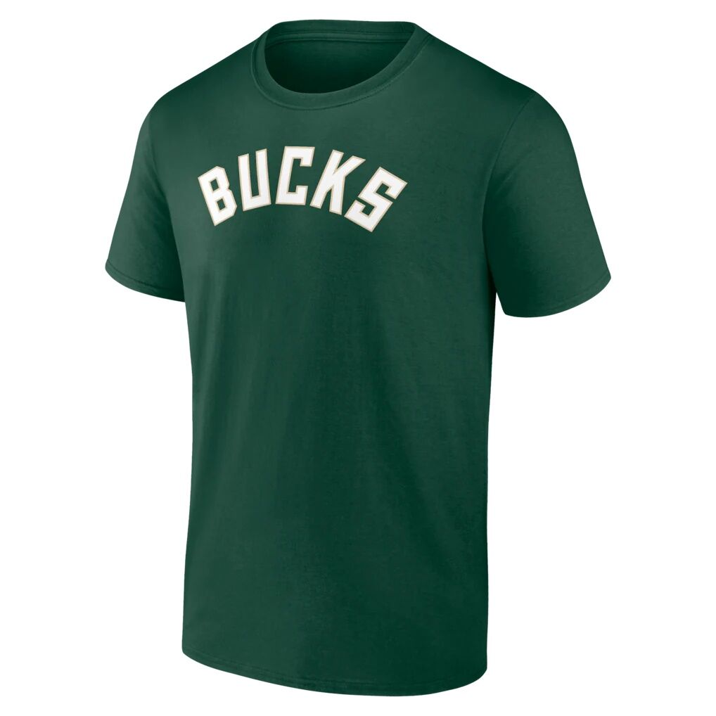 Milwaukee Bucks Logo Athletic Wordmark T-Shirt - Hunter Green