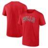 Chicago Bulls Logo Athletic Wordmark T-Shirt - Red - Front View