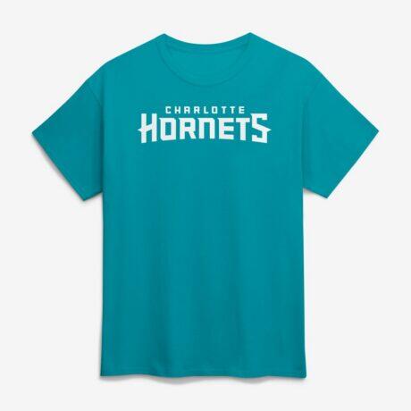 Charlotte Hornets Logo Athletic Wordmark T-Shirt - Teal - Front View