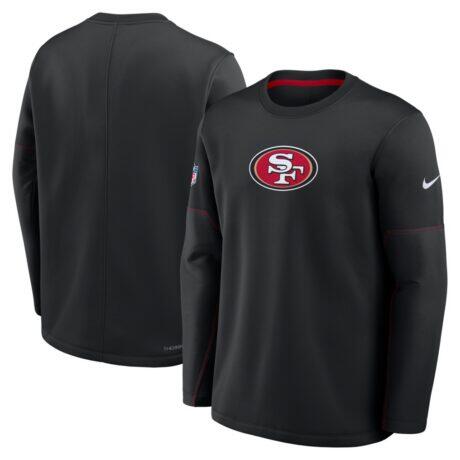 San Francisco 49ers Nike Sideline Coaches Team Present Midweight Therma-FIT Sweatshirt - Black - Front View