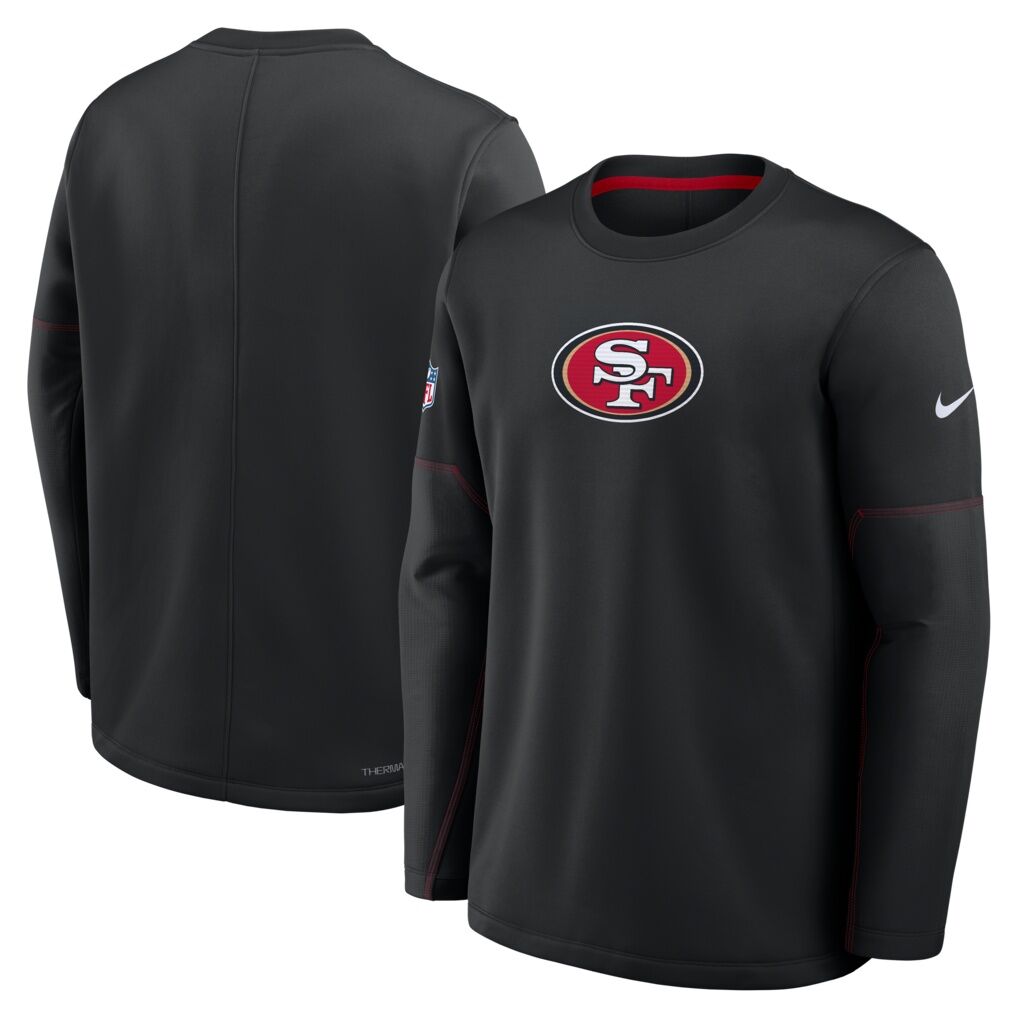 San Francisco 49ers Nike Sideline Coaches Team Present Midweight Therma-FIT Sweatshirt