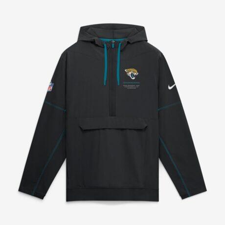 Jacksonville Jaguars Nike Sideline Logo Glory Anorak Half-Zip Hooded Jacket - Black - Front View